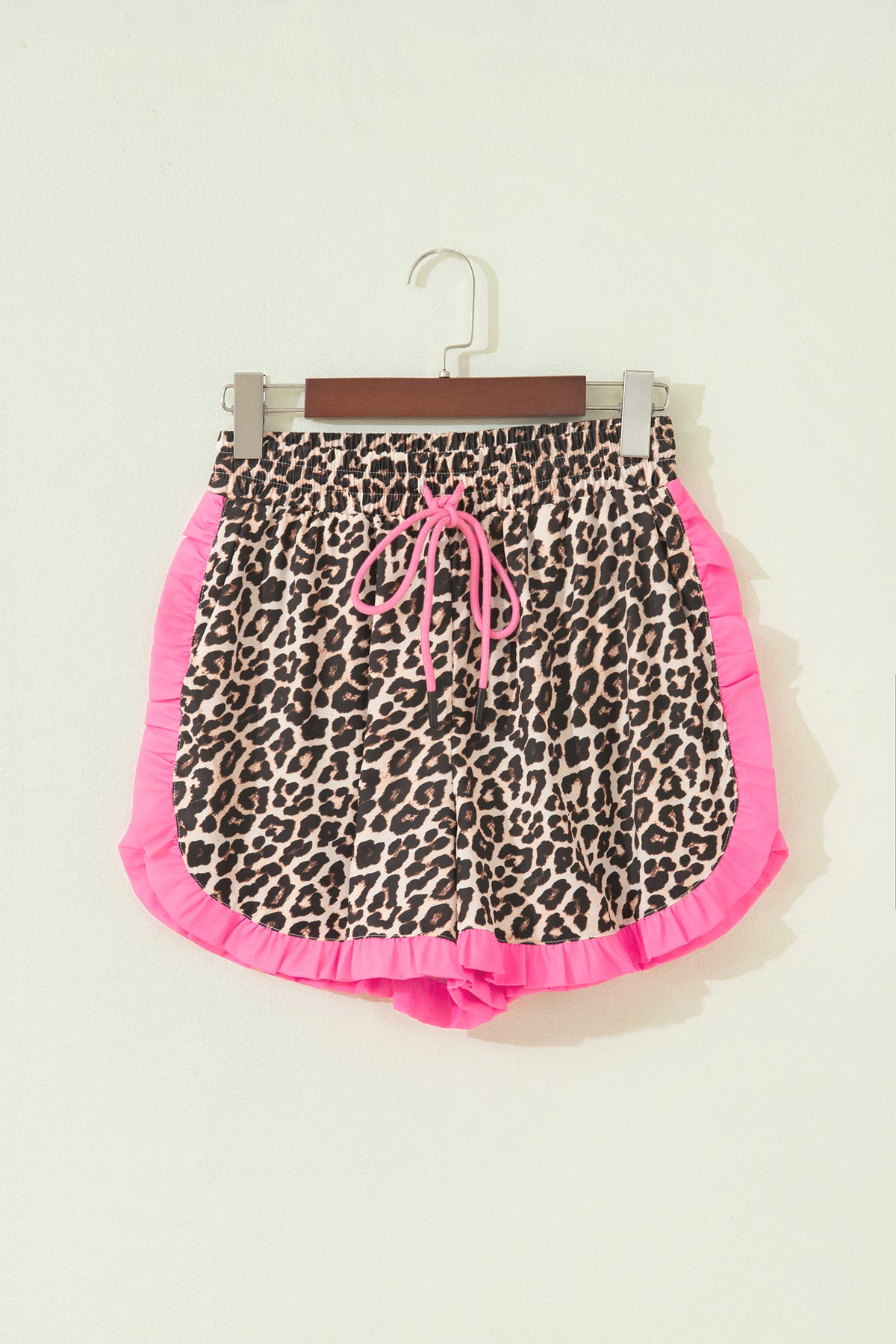 White Polka Dot Contrast Ruffle Trim Shorts