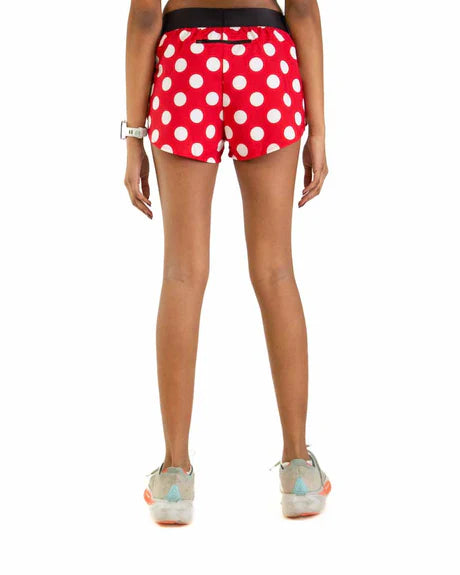 Women's Red Polka Dot 1.5" Split Running Shorts