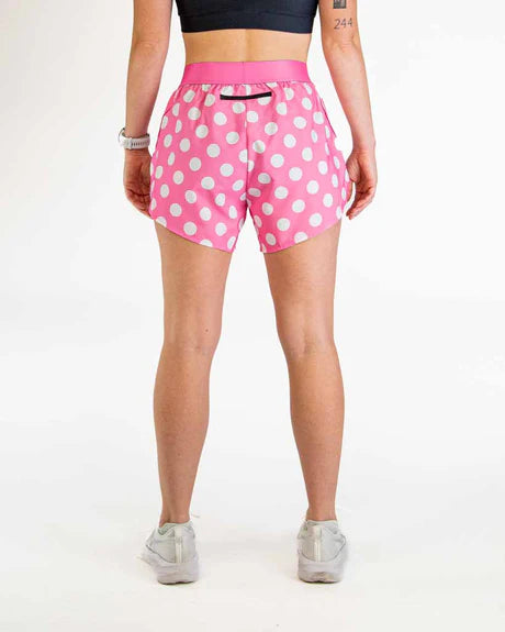 Women's Pink Polka Dot 4" Split Running Shorts