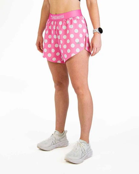 Women's Pink Polka Dot 4" Split Running Shorts