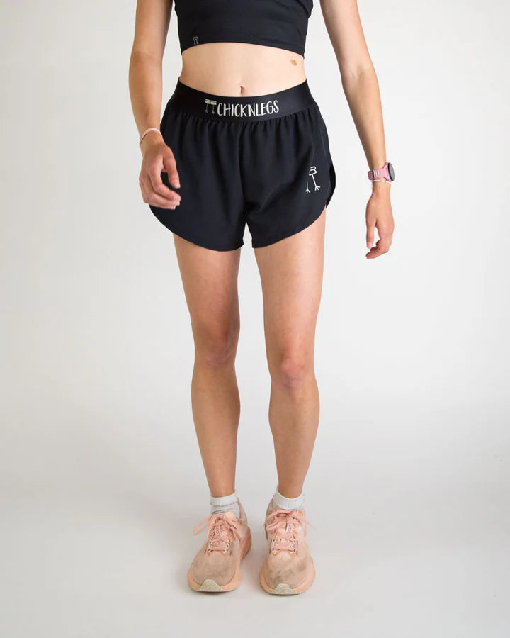 Women's Black 4" Split Running Shorts