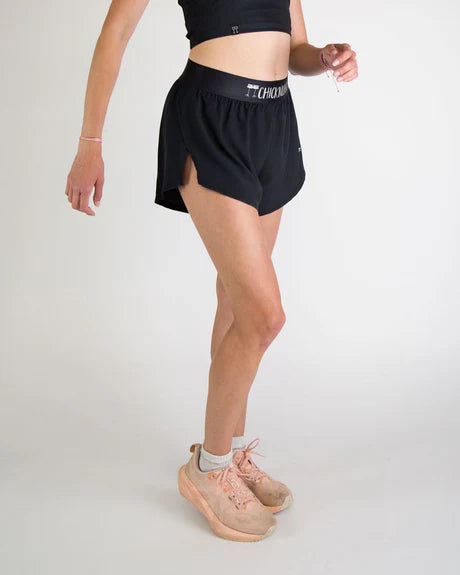 Women's Black 4" Split Running Shorts