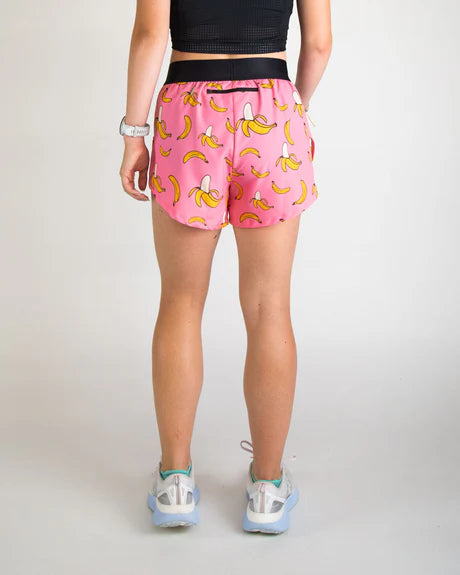 Women's Pink Bananas 4" Split Running Shorts