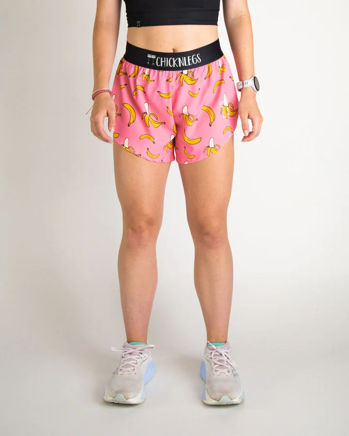 Women's Pink Bananas 4" Split Running Shorts