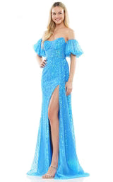 Colors Dress 3115 Turquoise Sequin Pageant Dress Rental - Size TBD