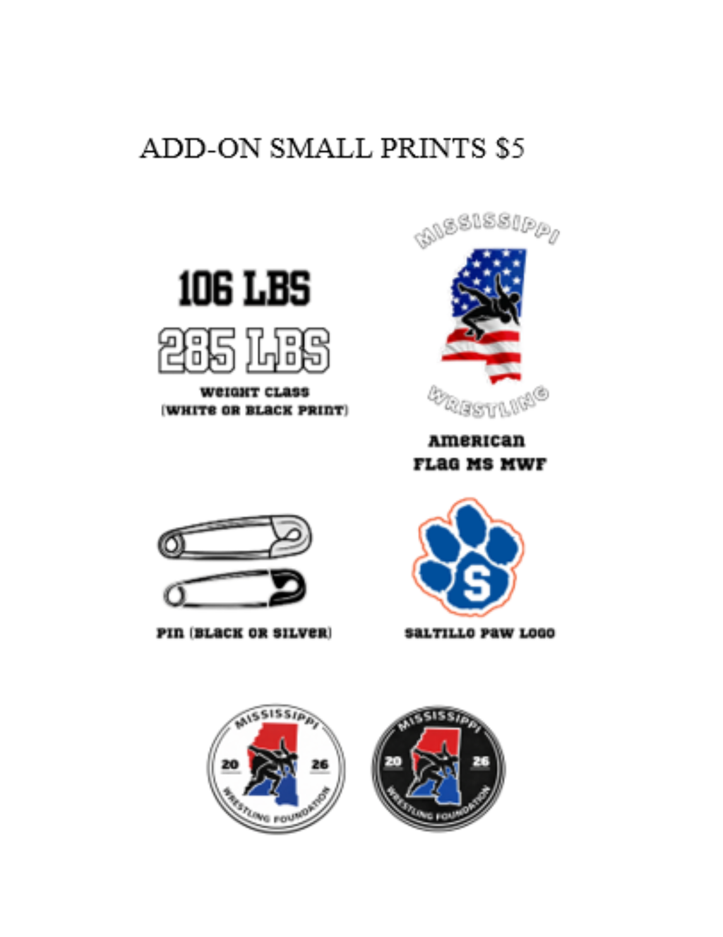 2026 State Individuals Tournament Custom Add-On Prints