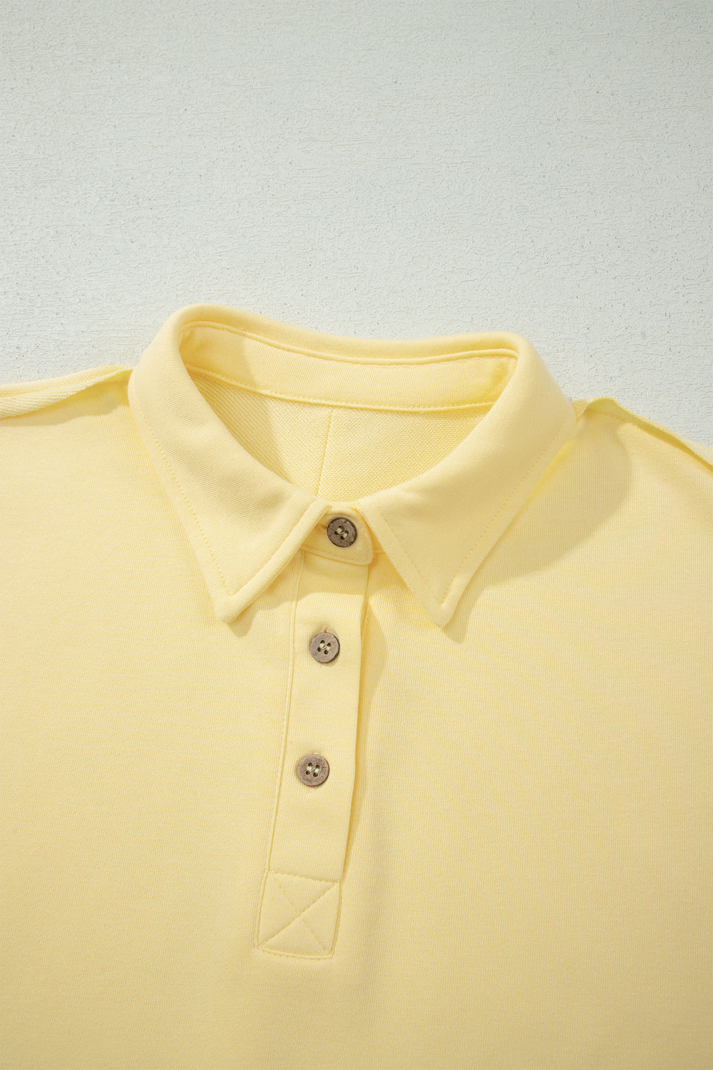 Yellow Cream Loose Polo Tee Elastic Waist 2pcs Short Set