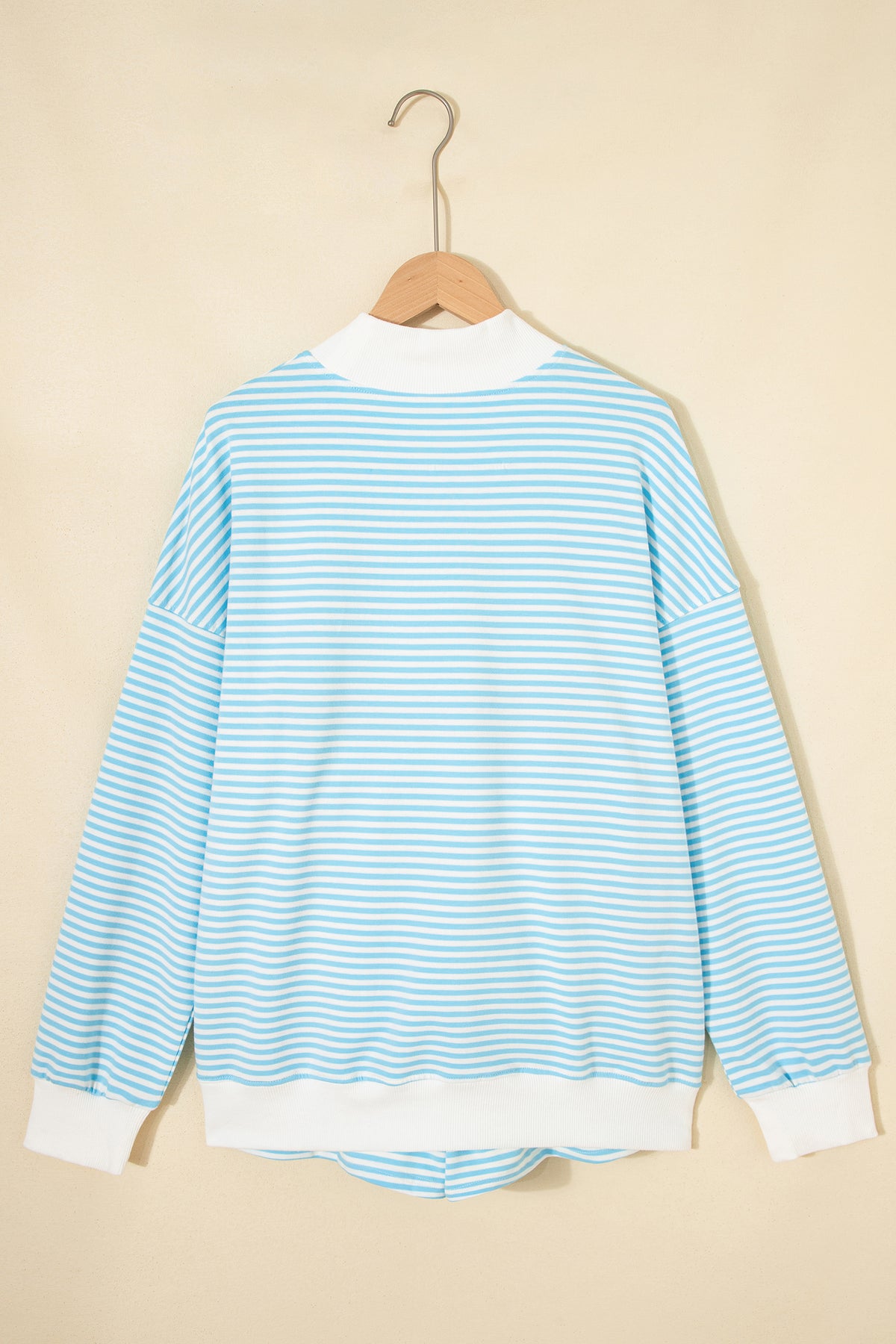 Pink Stripe Oversize Mock Neck Sweatshirt and Shorts Set