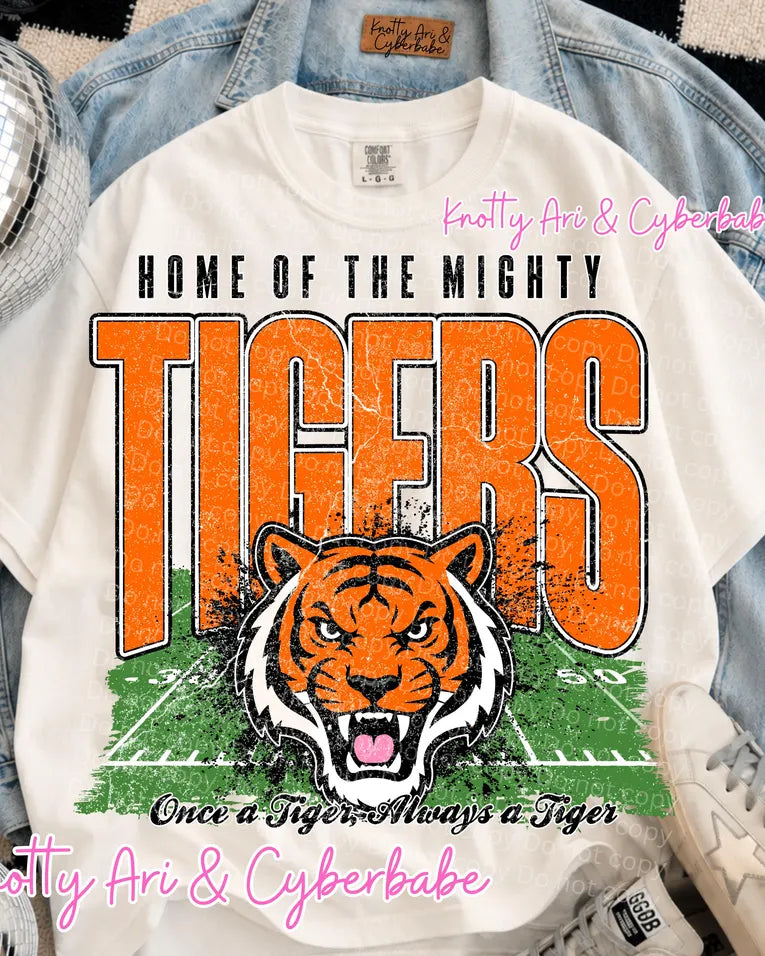 Tigers Home of the Mighty TShirt with vintage football design