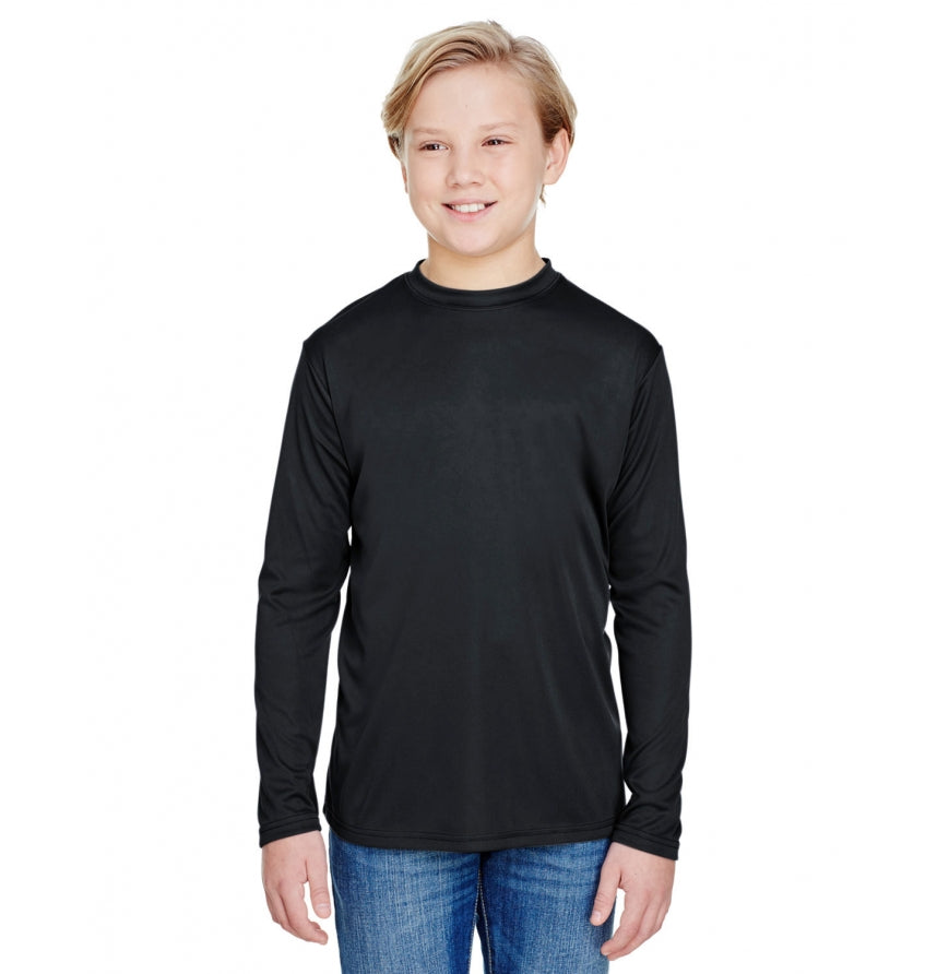A4 Apparel NB3165 Youth Long Sleeve Cooling Polyester Performance Crew Shirt UPF 44+