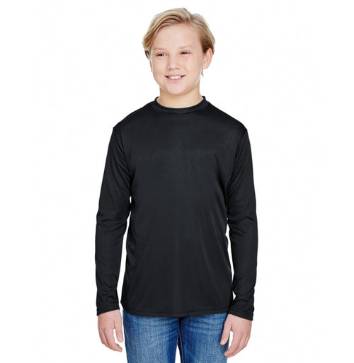 A4 Apparel NB3165 Youth Long Sleeve Cooling Polyester Performance Crew Shirt UPF 44+