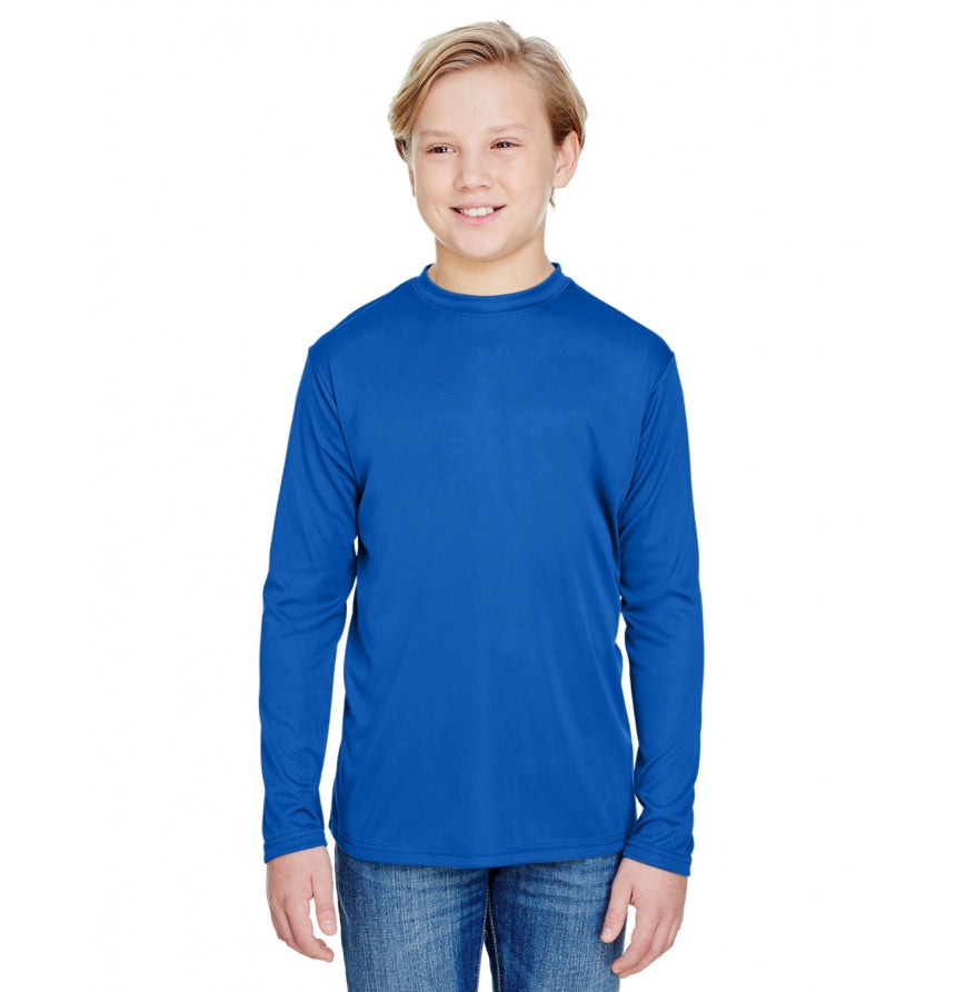 A4 Apparel NB3165 Youth Long Sleeve Cooling Polyester Performance Crew Shirt UPF 44+